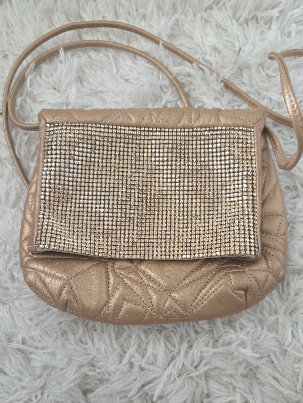 Official VINTAGR SWAROVSKI Gold Quilted Crossbody Bag